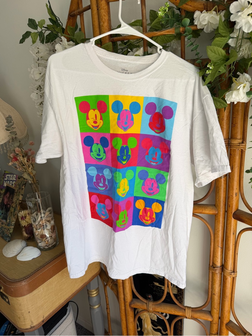 Disney White Pop Art Mickey Mouse Graphic Tee